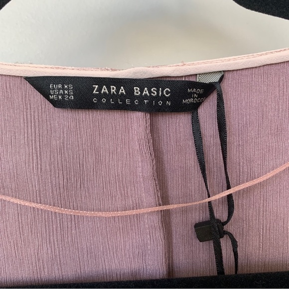 Zara Basic Metallic Rose Gold Crossover Sleeveless Top Size XS NWT - Picture 2 of 6